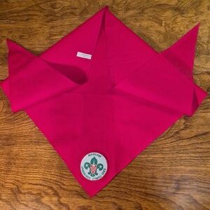 VINTAGE Welsh Scouting Jamboree CYMRU Margam 1985 Badge and Red Neckerchief